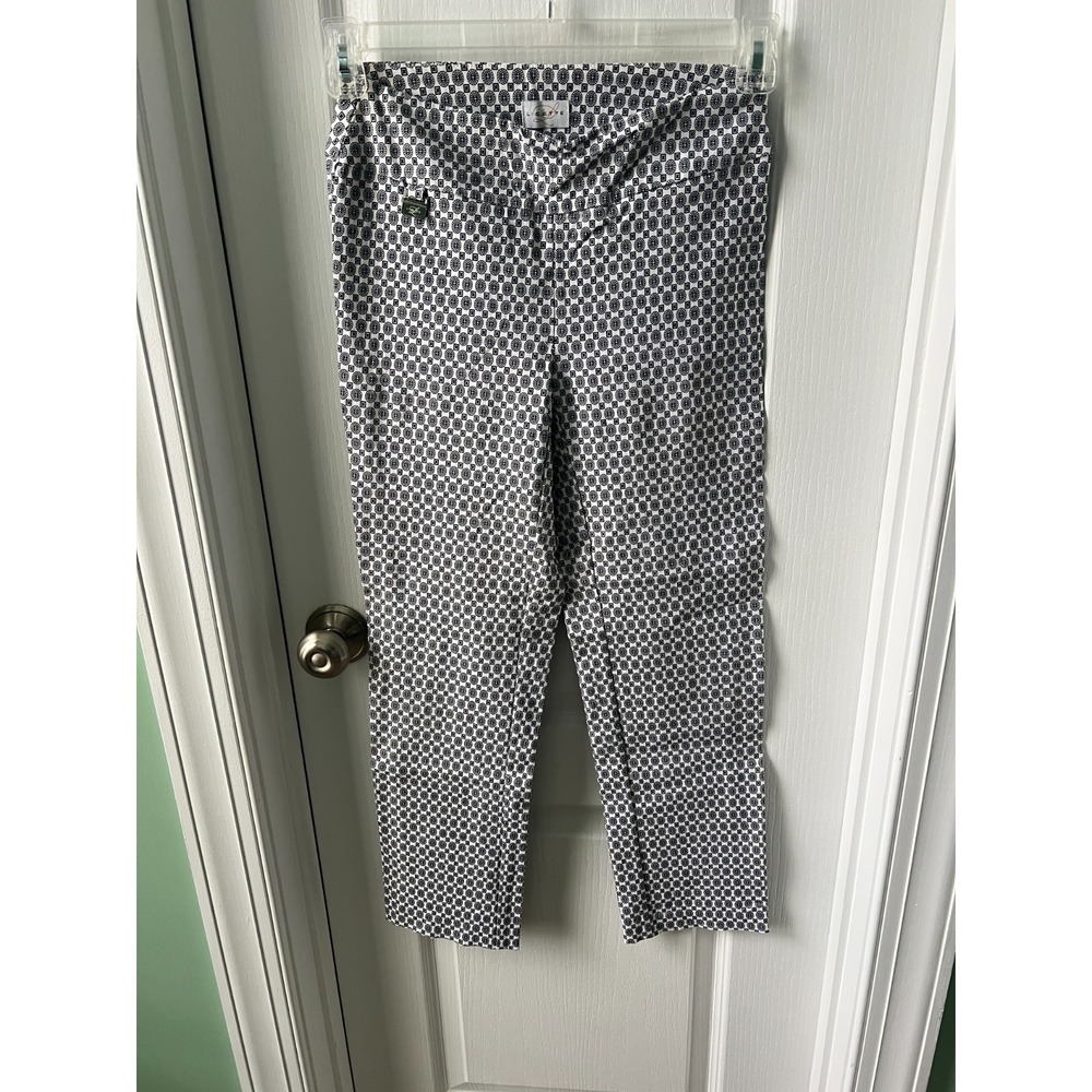 Lisette Womens Pants Black‎ White Geometric Print Tummy Control Crop Size 00